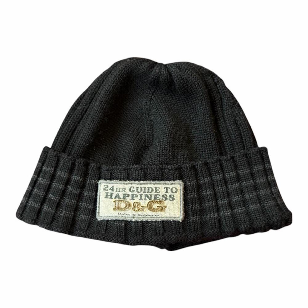 Dolce & Gabbana 24 Hour Guide to Happiness Black Knit Beanie